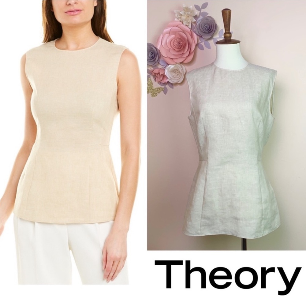 NWT THEORY Pure Linen Paneled Sleeveless Top